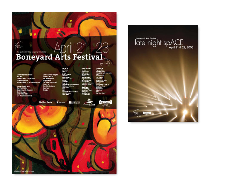 Creative work for the Boneyard Art Festival by Urbana IL Designer Kurt Bielema